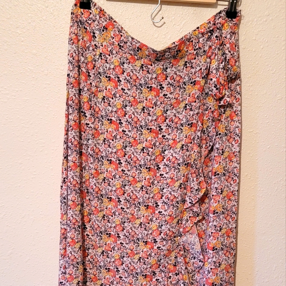 Tie Wrap Skirt, Rachel Zoe, Medium, Pink Floral